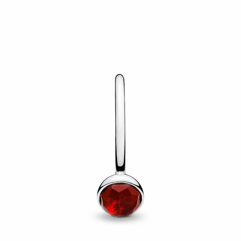 Pandora July Droplet Ring Ireland - Sterling Silver/Red/Synthetic Ruby - 571682OSE